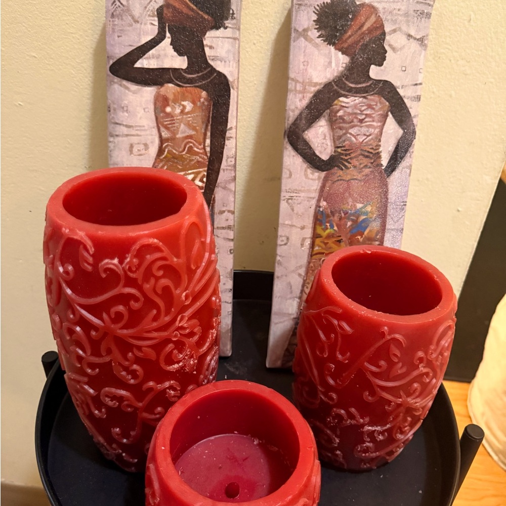 HOME DECOR Set of 3 LED Candles & wall art